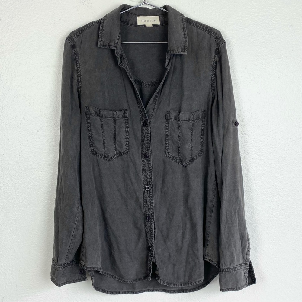 Cloth & Stone Grey Tencel Luna Button Down Shirt